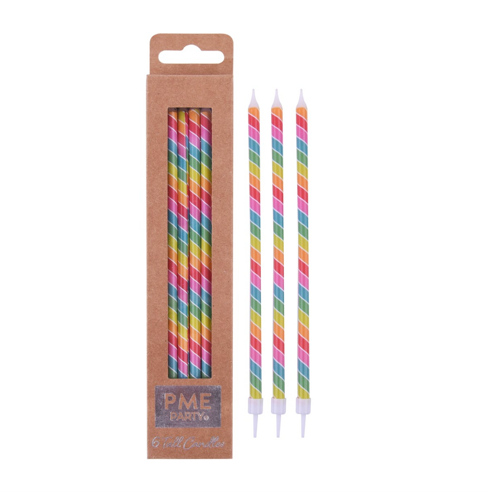 Tall Rainbow Stripes Candles