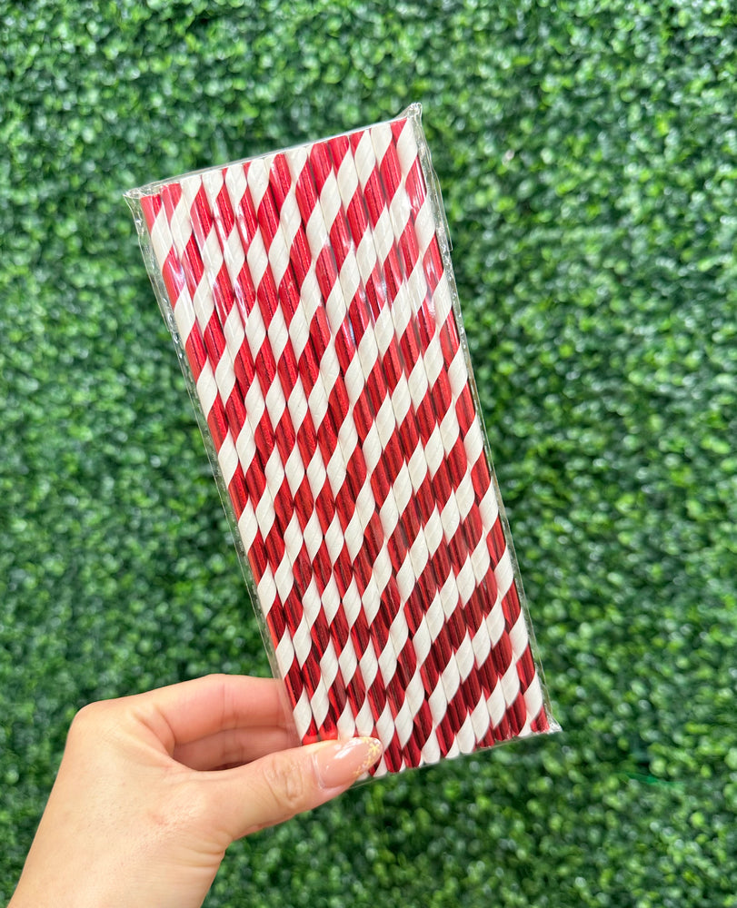 Red Stripe Paper Straws