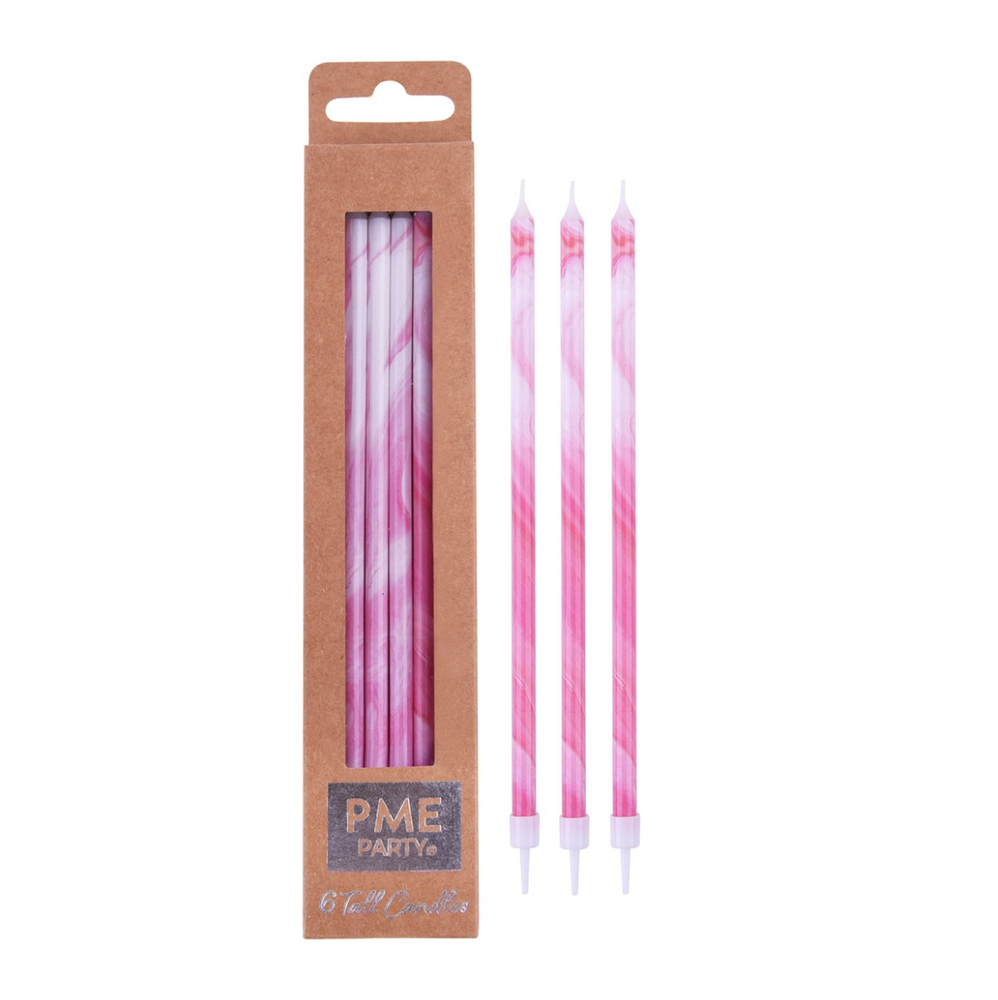 Tall Pink Marble Candles