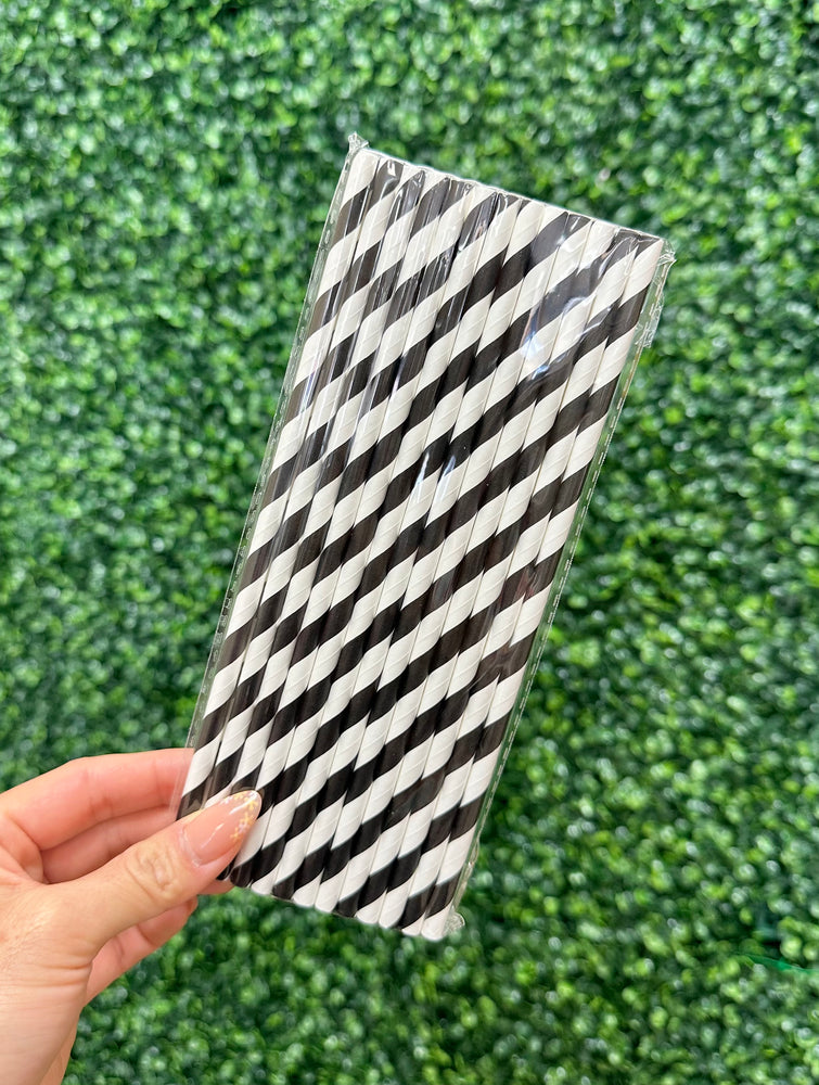 Black Stripe Paper Straws