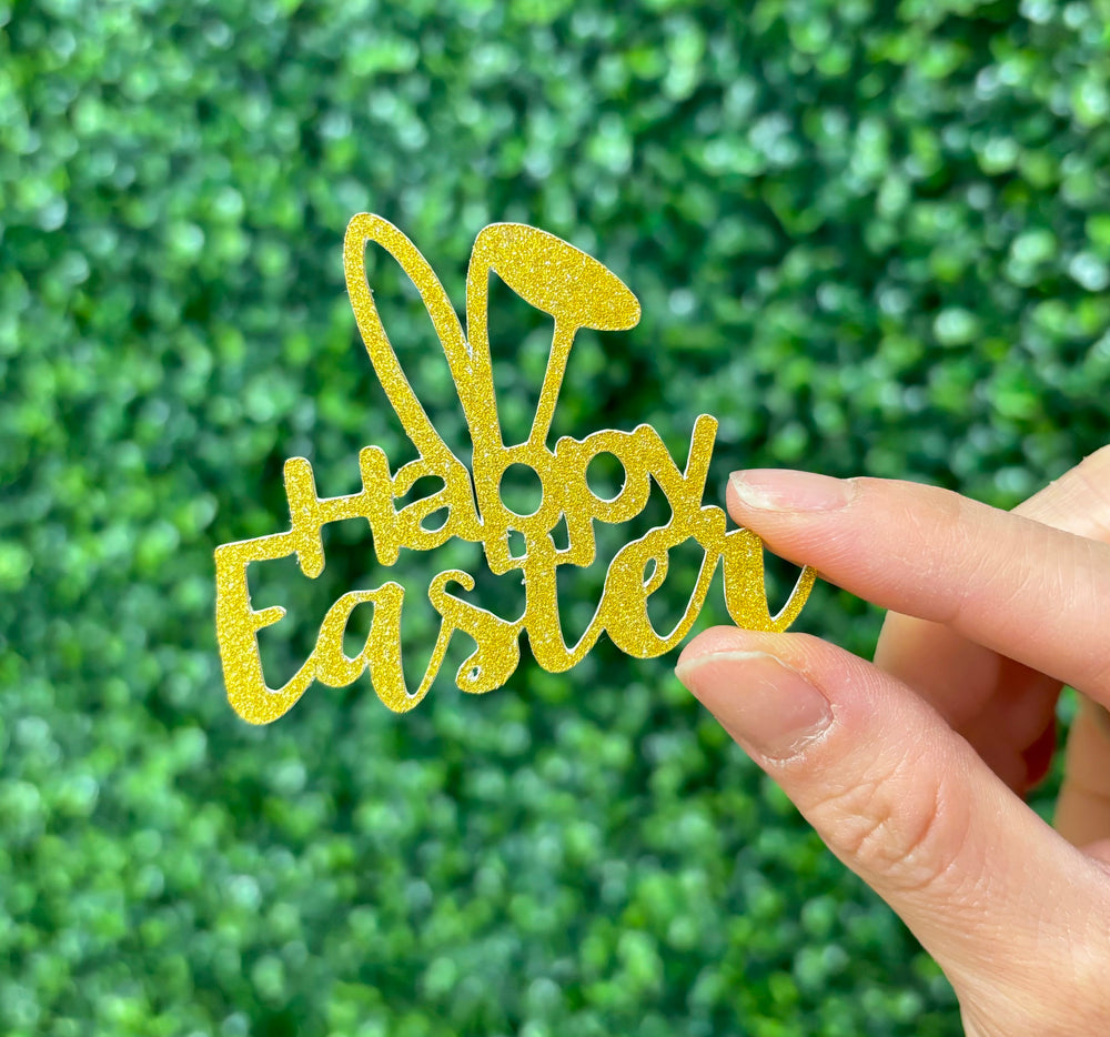 Happy Easter Gold Glitter Layon