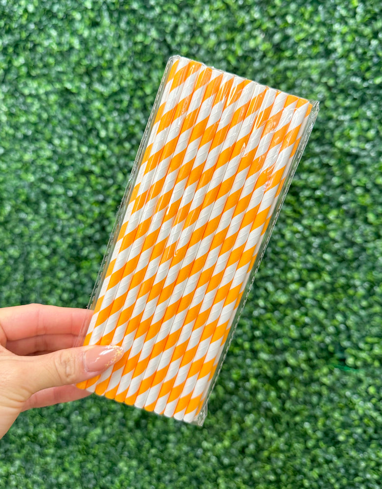 Orange Stripe Paper Straws