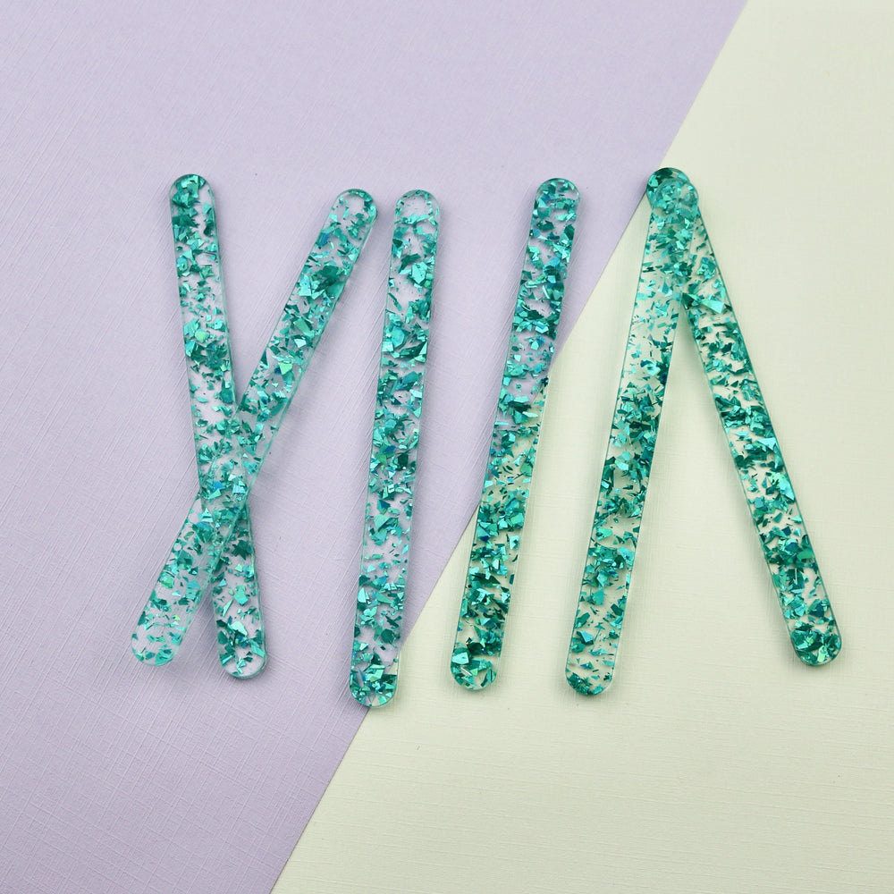 Shop Acrylic Popsicle Sticks: Glitter Aqua Blue Cakesicle Sticks – Sprinkle  Bee Sweet