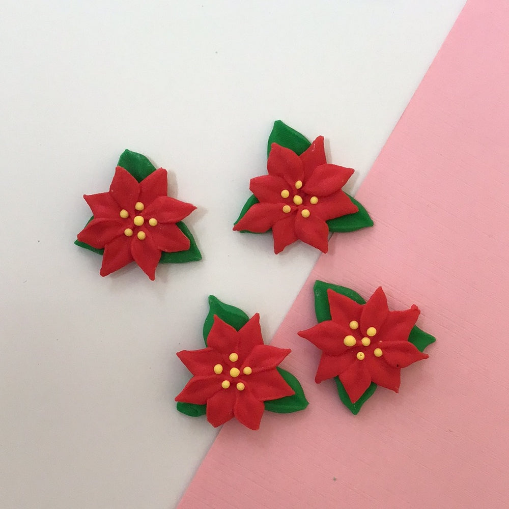 3/4” Red Poinsettia Royal Icing