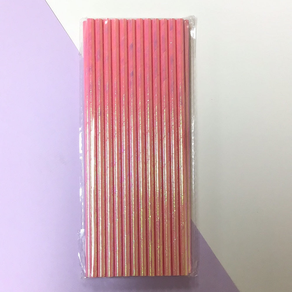Iridescent Coral Paper Straws