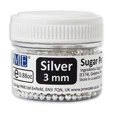 3mm Silver Sugar Pearls